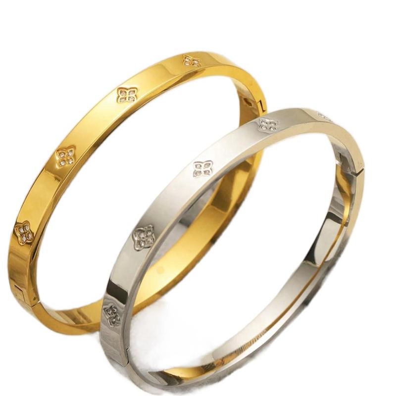 Star girl Bangle - Waterproof Bangle Stainless Steel Open Bracelet Bangle 18k Plated