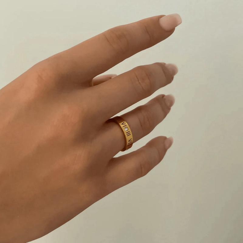 Numeral Ring Bangle - 18K Gold Plated Stainless Steel Bangle and Ring in Gold and Silver for Women