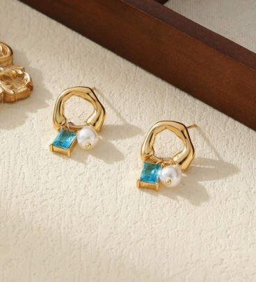 1pair Stainless Steel 18k Plated Pearl & Cubic Zirconia Earrings Suitable For Work, Party, Date