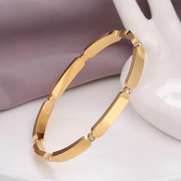Ella Bangle- Stainless Steel 18k Gold Plated Zircon Bangle