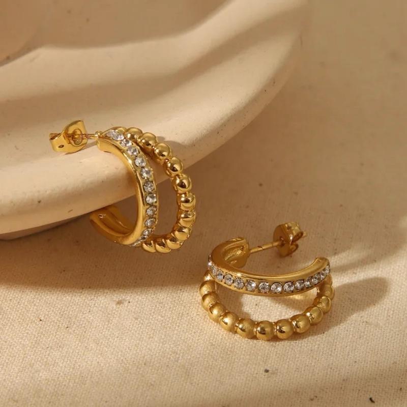 Hina Earings - Stainless Steel Stud beaded water drop Earings