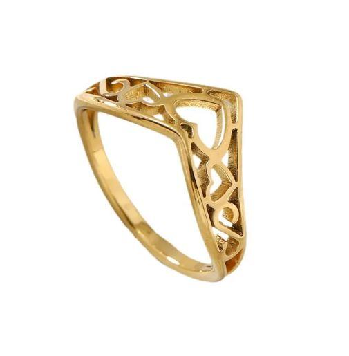 Versali Heart Shape Stainless Steel Rings in V shape