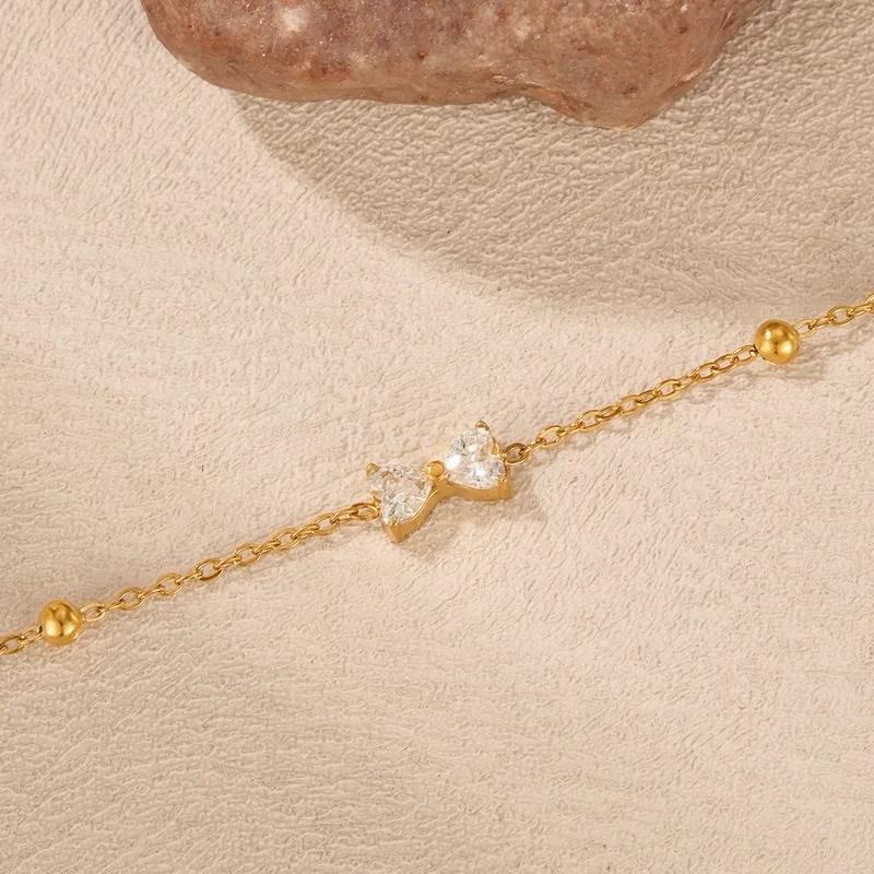 Bow Necklace set - Stainless steel Necklace and bracelet one size