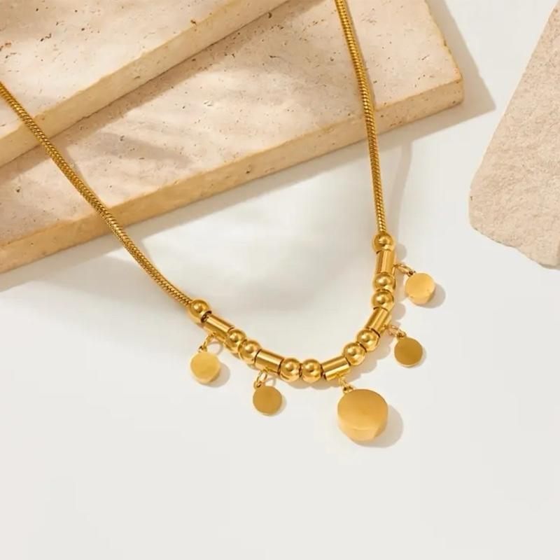 Mina Charm Bracelet - Golden-Tone Stainless Steel Bracelet and necklace with Synthetic Pendant