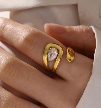 Water drop Earring - Stainless Steel Cubic Zirconia Water Drop