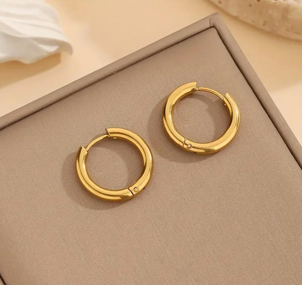 Boho Set - Stainless Steel Jewelry, Geometric Circle Link Necklace, Earrings, Clavicle Chain, and Bracelet Set