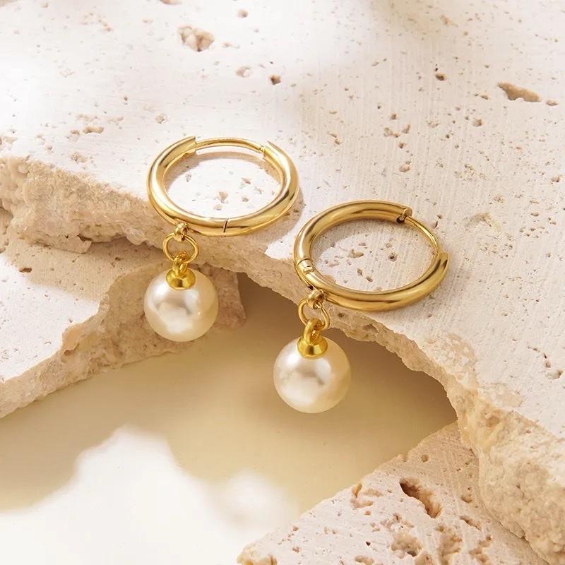 Beaded pearl Necklace- Stainless Steel gold plated beaded set