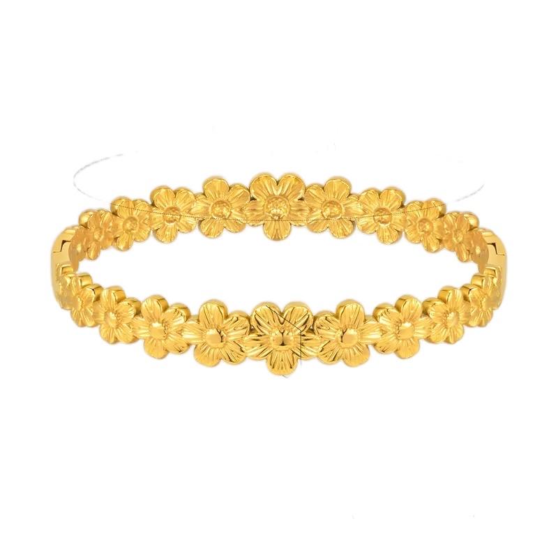 Daisy Bangle - Layered Stainless Steel Bracelet for Women - Hypoallergenic, UV-Plated with Resin Accents