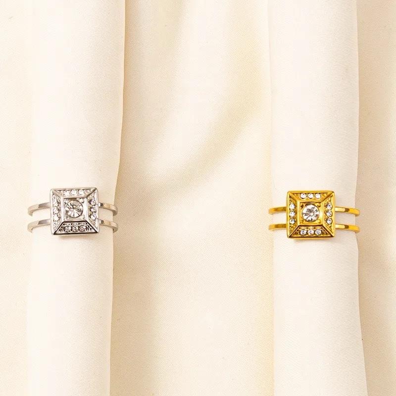 Muse Ring -  Stainless Steel 18K Gold Plated Geometric Rhinestones Adjustable Ring