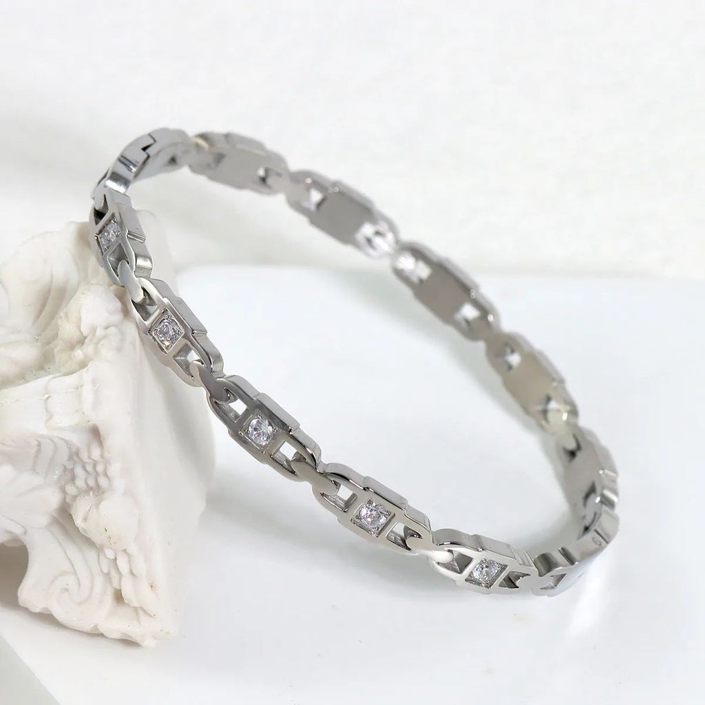 EverLast Bangle - Gold Plated North Star Inlaid Cuff Bangle Tarnish Free Stainless Steel Bangles
