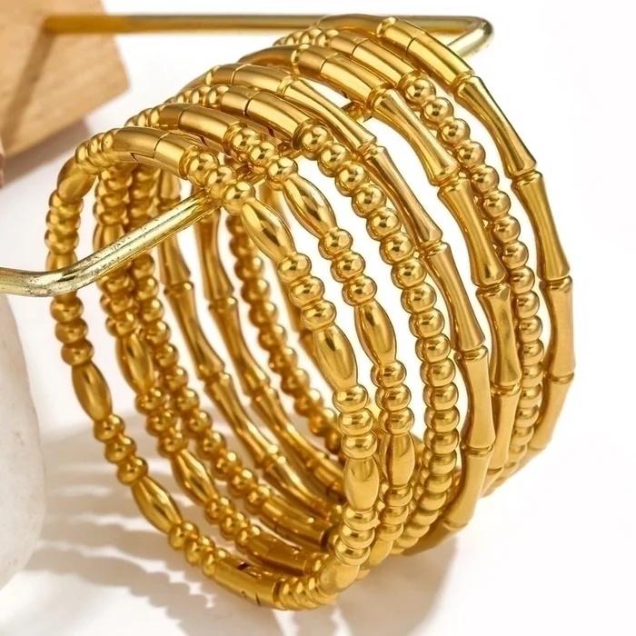 Beaded Bangles - Stainless Steel Gold Plating Bangle