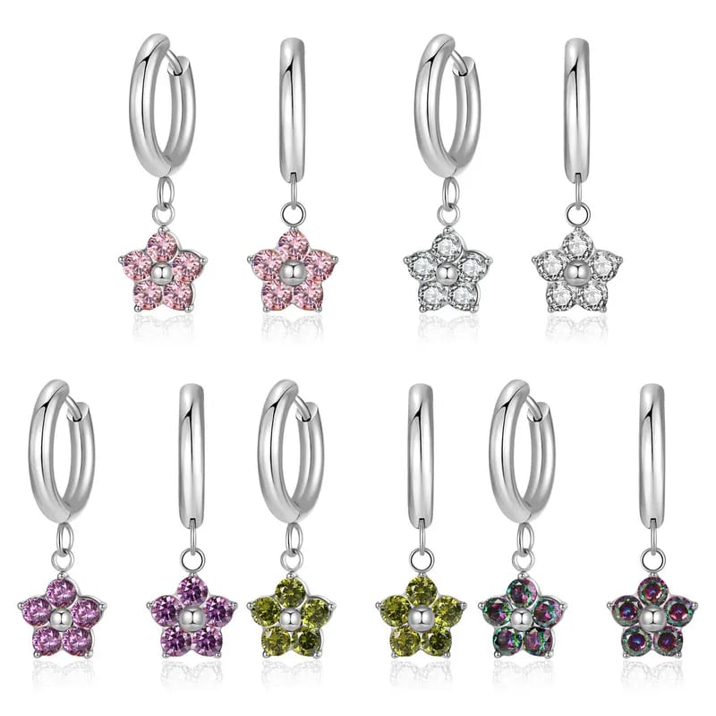 1 Pair Simple Style Classic Style Flower Inlay 304 Stainless Steel Zircon Drop Earrings