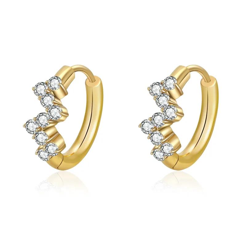 Zizi Huggies - Stainless Steel Hoop Earrings with Sparkling CZ Stones Jewelry