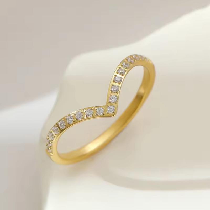 V drop Ring - 18k Gold Stainless Steel Ring to stack