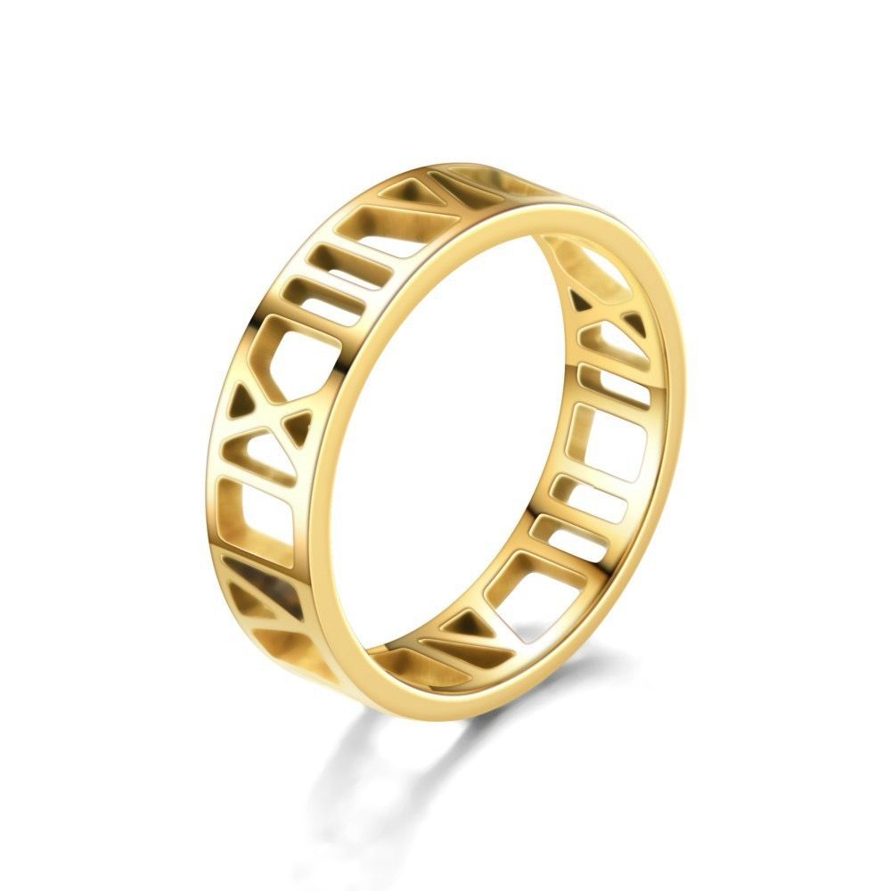 numeral number ring - Stainless Steel Zircon 14K Gold Plated Polishing Plating Rings