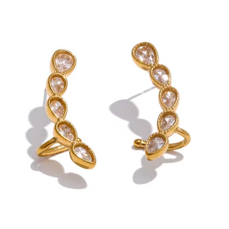 Pear cuff studs - Stainless steel cuff earring