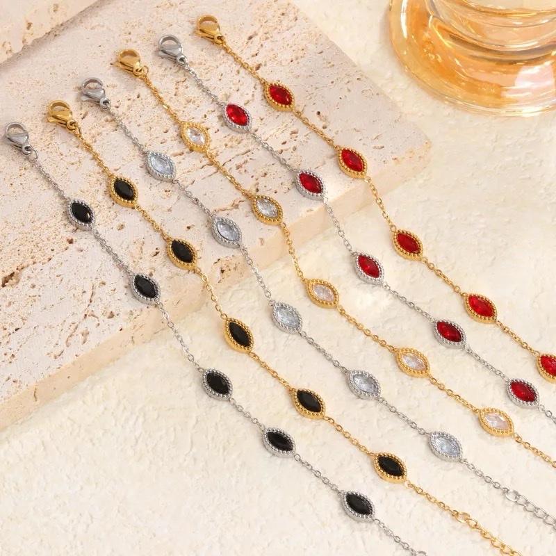 Marquis bracelet - Steel Zircon Cable Chain Bracelet