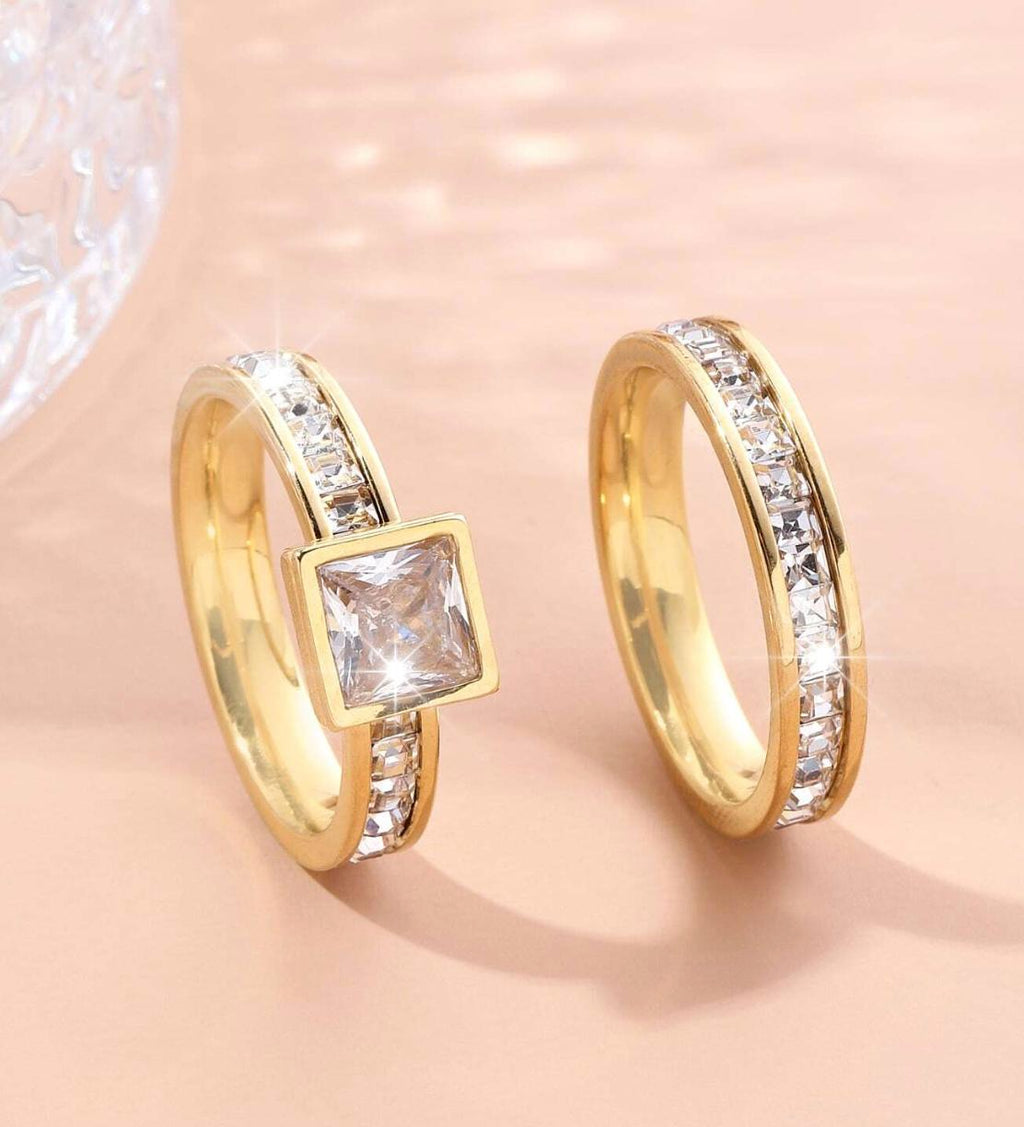 Marry me Ring - Stainless Steel Gold square Gorgeous Engagement Rings