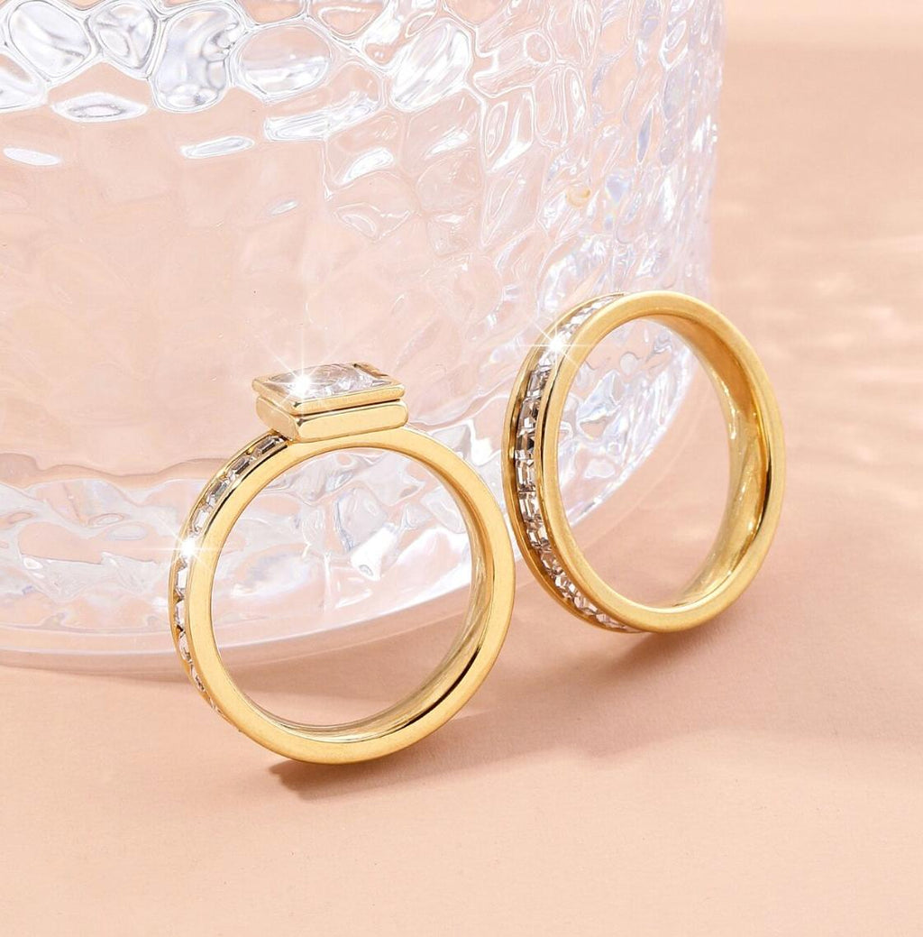 Marry me Ring - Stainless Steel Gold square Gorgeous Engagement Rings