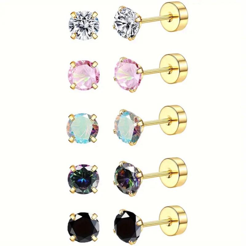Multi Flat back stud Bundle in Stainless steel, 4 pairs in each bundle