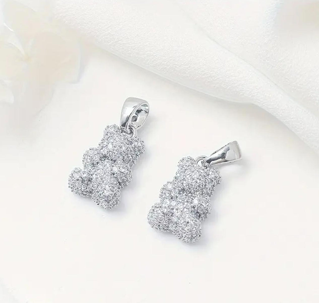 Bear Pendent - Gold-Plated Bear Pendant Charms with Rhinestone Embellishment for DIY Necklace Jewelry Making Accessories