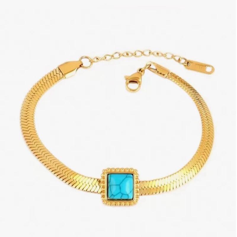 Turquoise square bracelet stainless steel
