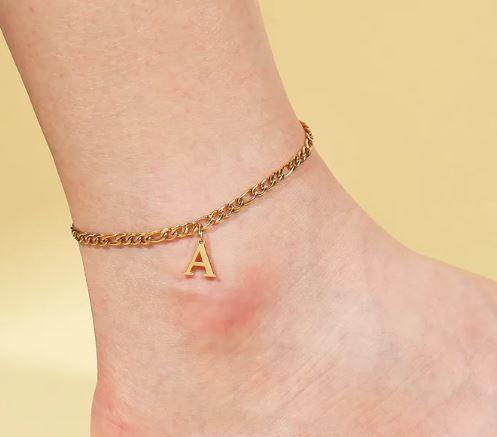 Jewelry Vacation Simple Style Letter 304 Stainless Steel 14K Gold Plated Anklet