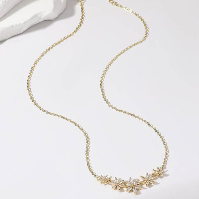 Bride to Be Necklace - Stainless Steel CZ Stone Floral Design Chain Jewelry for Special Occasions