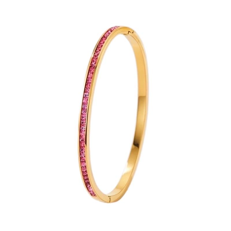 Bliss Bangles - Stainless Steel Bangle with Colorful Cubic Zirconia Chic Half Circle Design Bangle