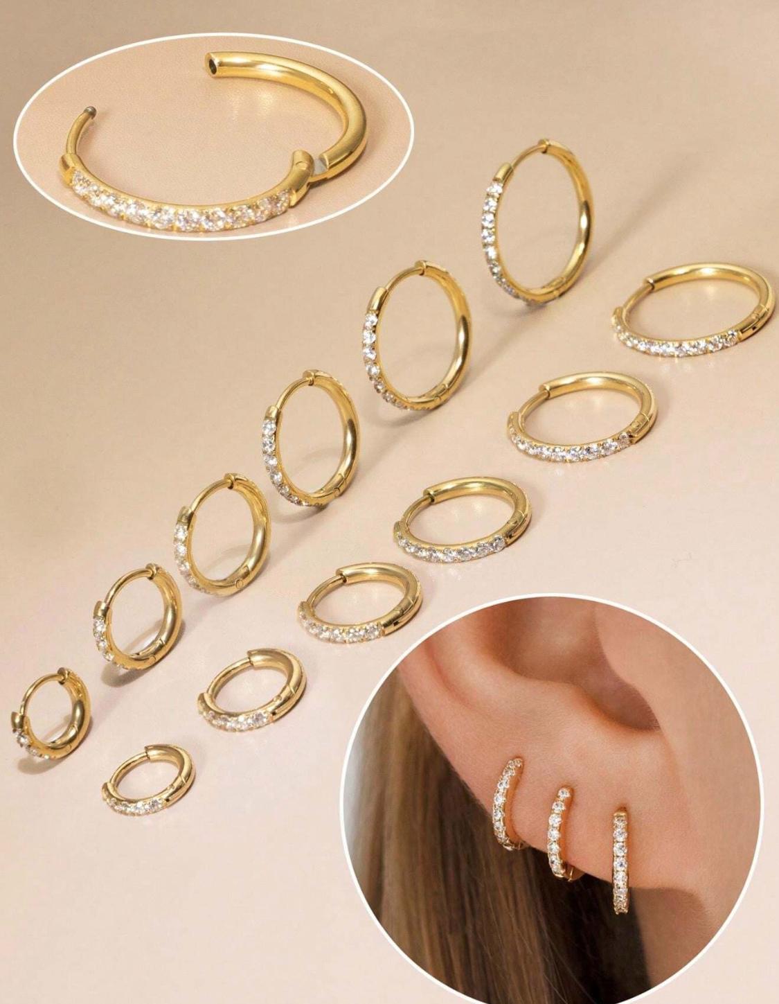 Huggies - A pair of stainless steel gold  earrings