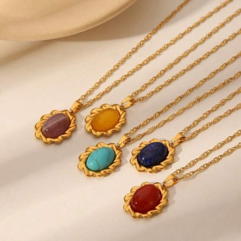 Reality Necklaces - Stainless steel Natural stone temperamental Style necklaces therefore they’ll have different stone