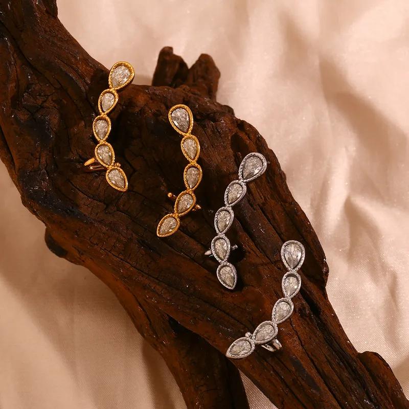 Pear cuff studs - Stainless steel cuff earring