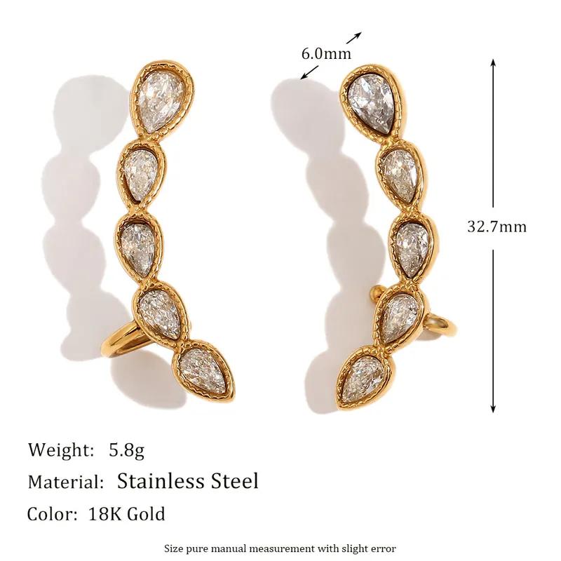 Pear cuff studs - Stainless steel cuff earring