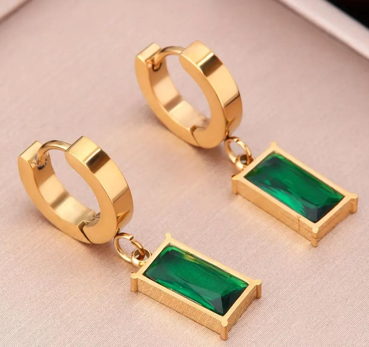 Haya set - Zirconia Snake Bone Necklace Earrings Set Stainless Steel Clavicle Chain Pendant Earrings Jewelry,