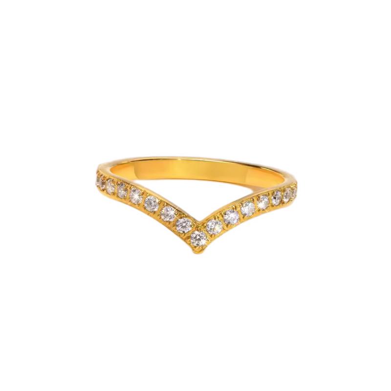 V drop Ring - 18k Gold Stainless Steel Ring to stack