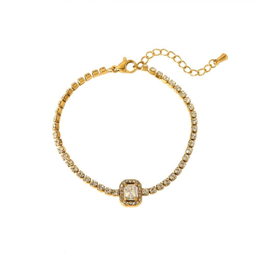 Selen bracelet - Stainless Steel Gold Plated Zircon Square Diamond Bracelets