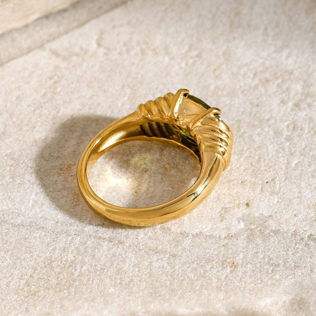 Cubic Zirconia Diamonds Metal Stainless Steel Waterproof Snake Fashion Gold Color Ring for Women Charm Stylish Jewelry