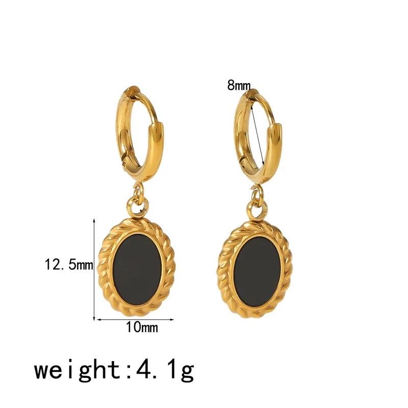 Oval Earrings- Stainless Steel Pearl Gold Stud Earrings