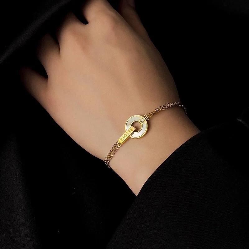 Beloved Bracelet - Stainless Steel Everyday Bracelet with Gold Chain and Circular Charm Design