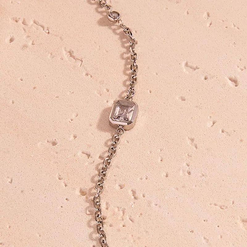 Elegant Simple Style Rectangle 304 Stainless Steel 14K Gold Plated Synthetic Zircon Cable Chain Bracelets In Bulk