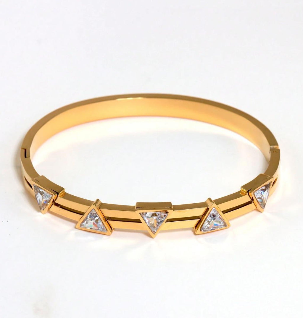 Trio Bangle - stainless steel stone bangle for Small to Medium Wrist