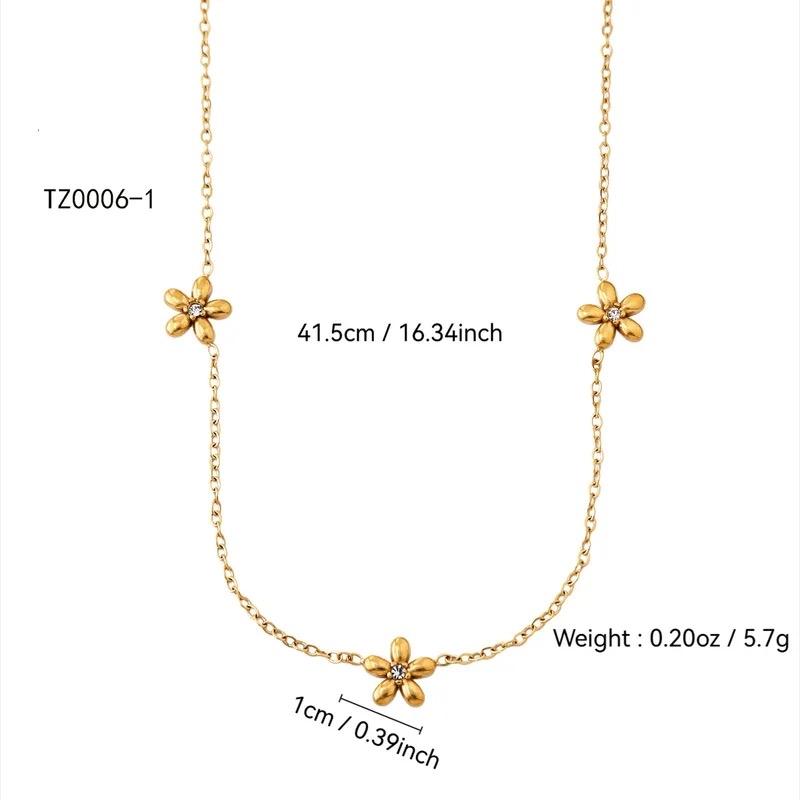 Lily Set - Stainless Steel Necklace and Bracelet Set with Floral Design and Chain Details