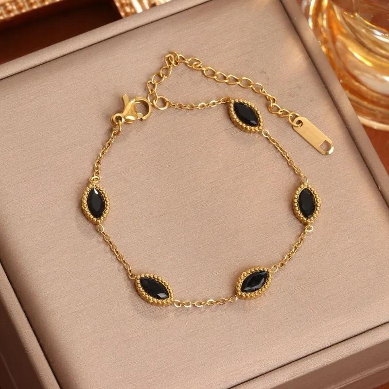 Marquis bracelet - Steel Zircon Cable Chain Bracelet