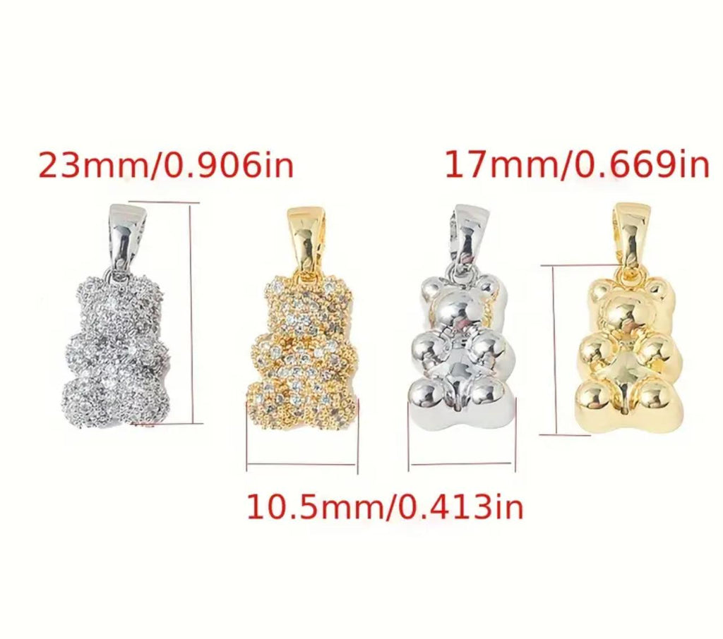 Bear Pendent - Gold-Plated Bear Pendant Charms with Rhinestone Embellishment for DIY Necklace Jewelry Making Accessories
