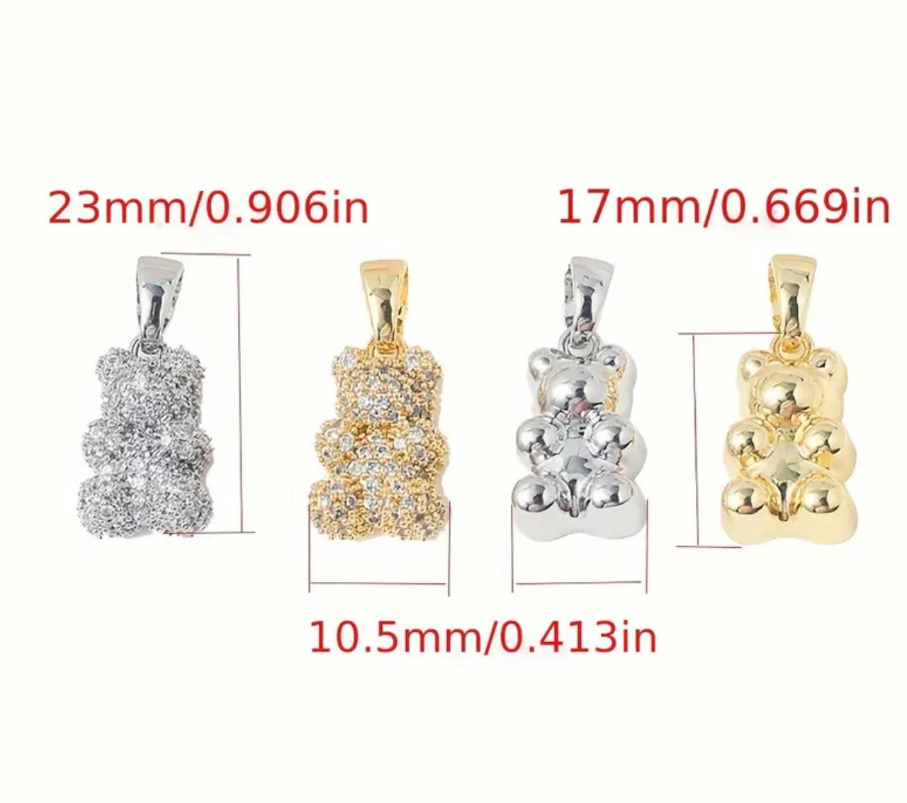 Bear Pendent - Gold-Plated Bear Pendant Charms with Rhinestone Embellishment for DIY Necklace Jewelry Making Accessories