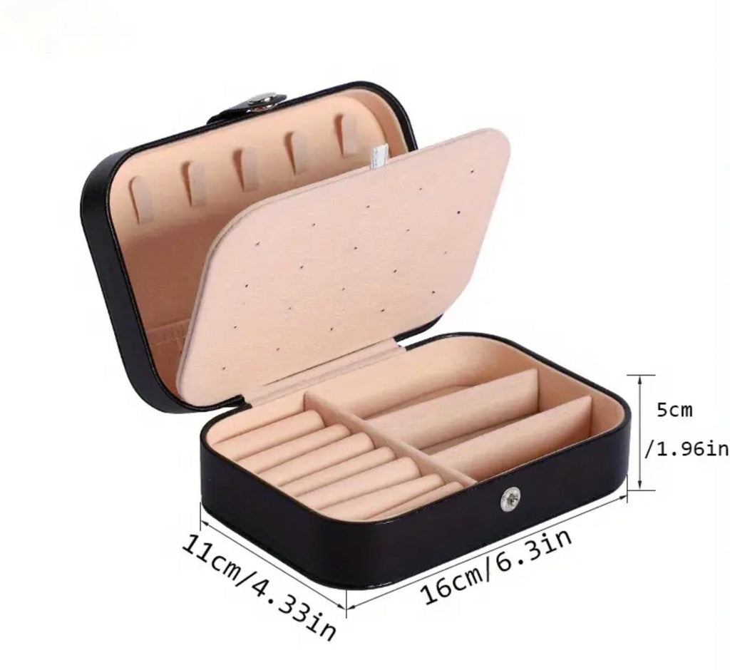 Portable Double Layer Leather Jewelry Storage Box with Secure Lock for Earrings, Necklaces, and Rings Organiser Lightweight