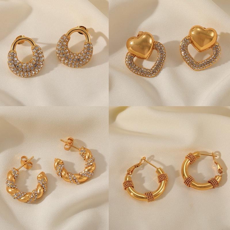 Hoops - Stainless steel 18K gold plated hoops and stud earnings
