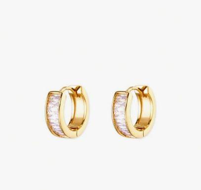 1 Pair Cubic Zirconia Hoop Stud Earrings For Women Gold Color Piercing Earring 2025 New Fashion Wedding Jewelry Gift