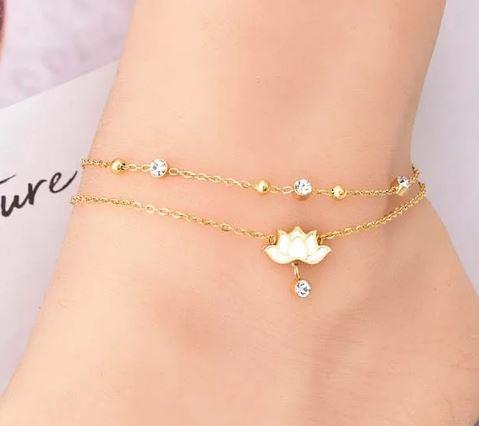 Lotus set - Stainless Steel 18K Gold Plated Flower Pendant Necklace