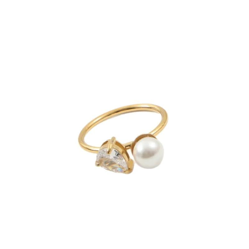 Paris Pearl Ring- Stainless Steel pearl pear Ring